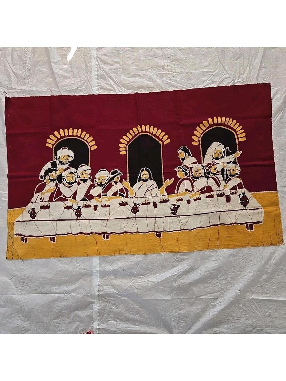 The Last Supper Batik on Textile 48x29" Fabric Print